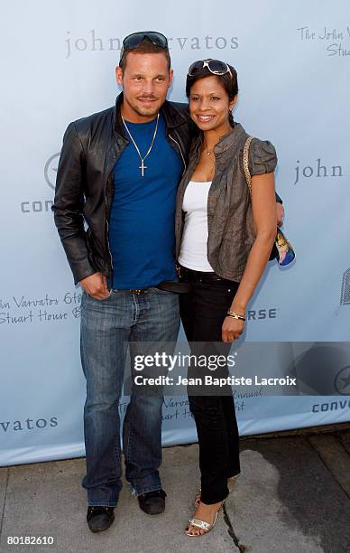 Actor Justin Chambers and Keisha Chambers arrive to the John Varvatos 6th Annual Stuart House Benefit at the John Varvatos store on March 9, 2008 in...