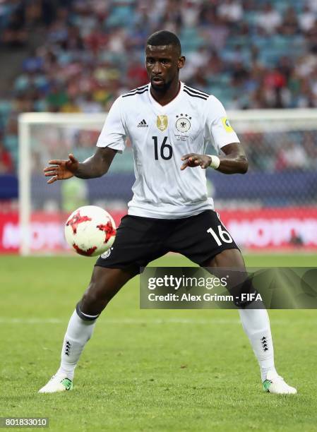 Antonio Ruediger of Germany controles the ball during the FIFA Confederations Cup Russia 2017 Group B match between Germany and Cameroon at Fisht...