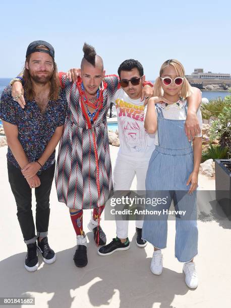 Jack Lawless, Cole Whittle, Joe Jonas and JinJoo Lee of DNCE attend the press conference ahead of the annual Isle of MTV Malta event at Radisson Blu...