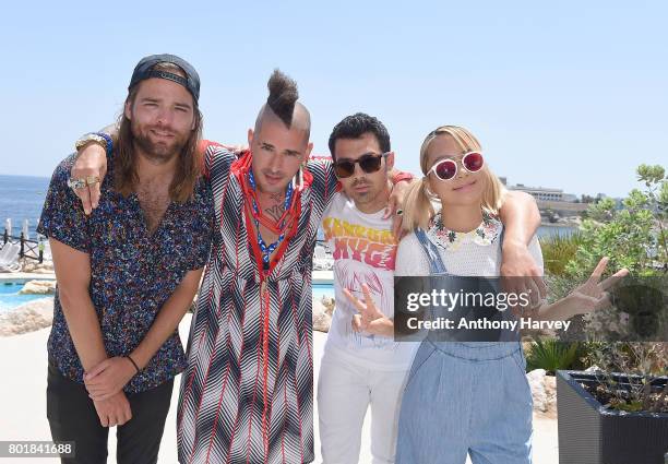 Jack Lawless, Cole Whittle, Joe Jonas and JinJoo Lee of DNCE attend the press conference ahead of the annual Isle of MTV Malta event at Radisson Blu...