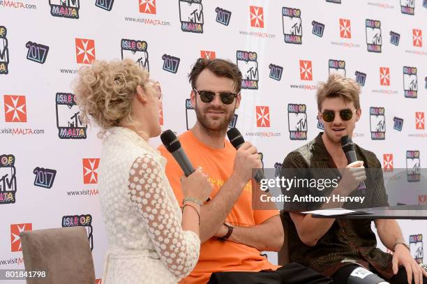 Becca Dudley interviews Andrew Taggart and Alex Pall of The Chainsmokers at the press conference ahead of the annual Isle of MTV Malta event at...