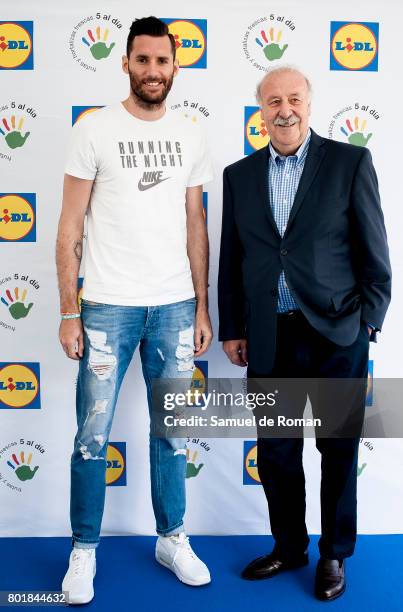 Vicente del Bosque and Rudy Fernandez attend 'Formula Desayuno' Presentation in Madrid on June 27, 2017 in Madrid, Spain.