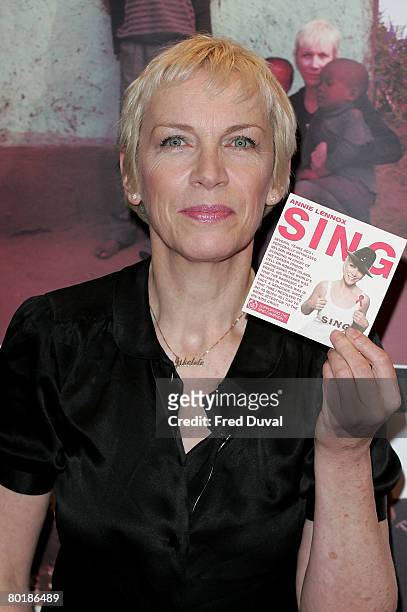 Annie Lennox launches her Sing CD at the Body Shop on March 10, 2008 in London, England.