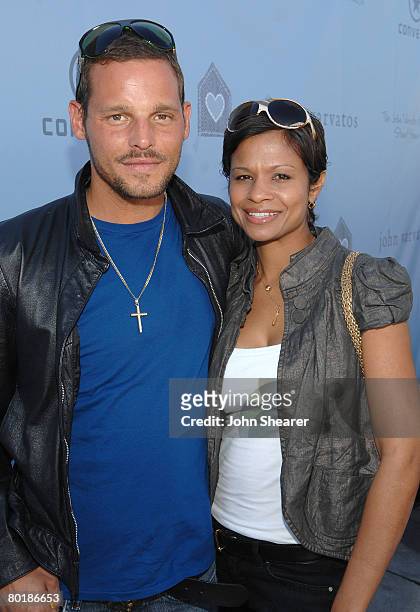 Actor Justin Chambers and Keisha Chambers arrive to the John Varvatos 6th Annual Stuart House Benefit at the John Varvatos store on March 9, 2008 in...