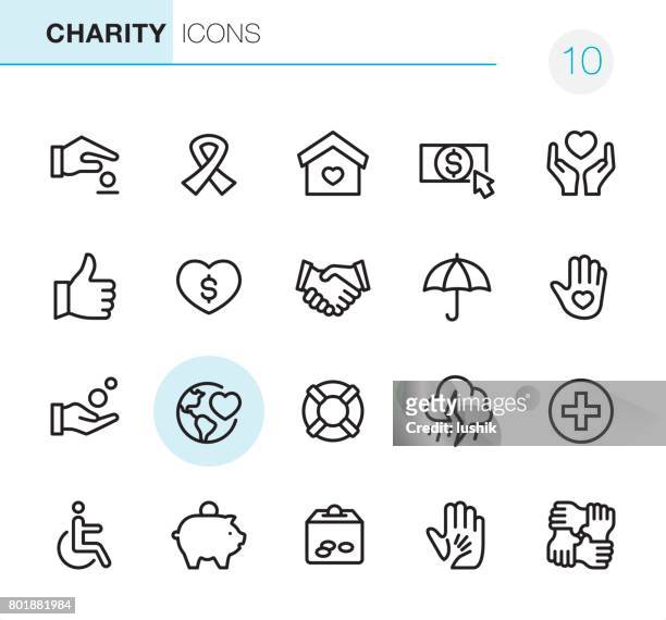 nächstenliebe und relief - perfect pixel icons - humanitäre hilfe stock-grafiken, -clipart, -cartoons und -symbole
