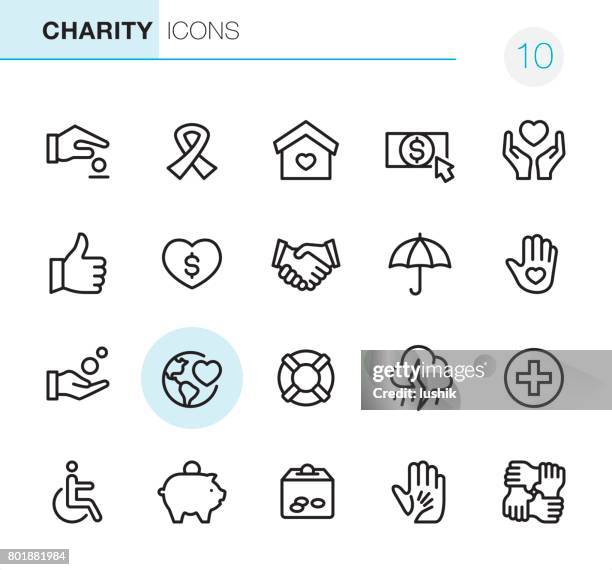 stockillustraties, clipart, cartoons en iconen met liefdadigheid en relief - pixel perfect pictogrammen - disabled accessibility