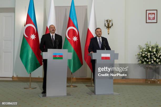 President of Azerbaijan Ilham Aliyev and President of Poland Andrzej Duda at Presidential Palace in Warsaw, Poland on 27 June 2017