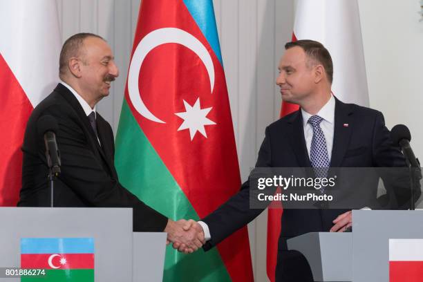 President of Azerbaijan Ilham Aliyev and President of Poland Andrzej Duda at Presidential Palace in Warsaw, Poland on 27 June 2017