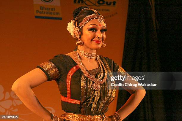 Actress and renowned bharatanatyam exponent Shobhana Pillai dances on stage at Music Today's "Yami: A Salute to Womanhood" event held at the...