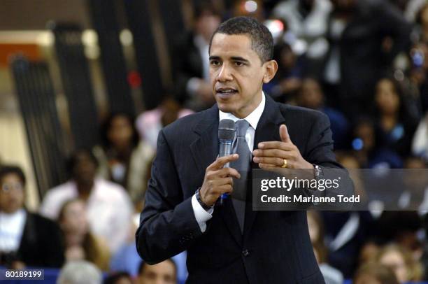 Democratic presidential hopeful Sen. Barack Obama speaks to a group gathered at Mississippi University for Women on March 10 in Columbus,...