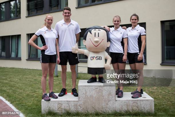 Athletes Annalen Geyer , Joshua Perling, Sophia Bauer and Alena Kroehler of German 2017 World Games Team pose on occasion of Team Kitting Out on June...