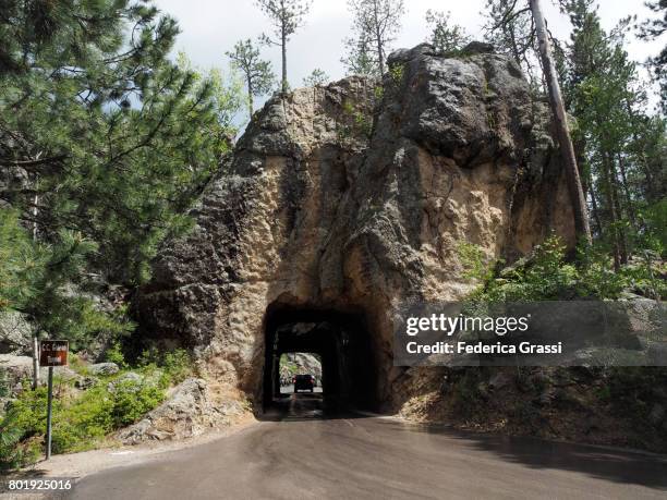 c.c. gideon tunnel, iron mountain road, south dakota - custer state park stock pictures, royalty-free photos & images