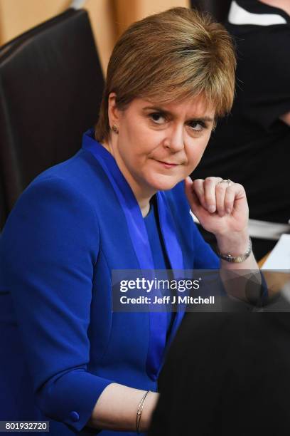 Scotland's First Minister Nicola Sturgeon, making an announcement to parliament regarding a second Scottish Independence Referendum on June 27,...