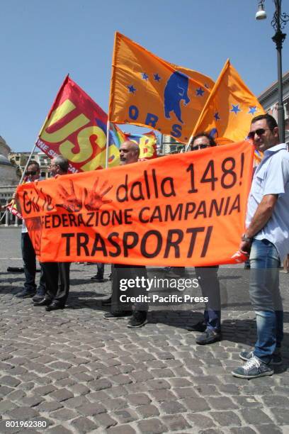 Napoli protests in front of the Prefecture "Negato il diritto di sciopero". "La 148 non si tocca", this is written on one of the posters that the...