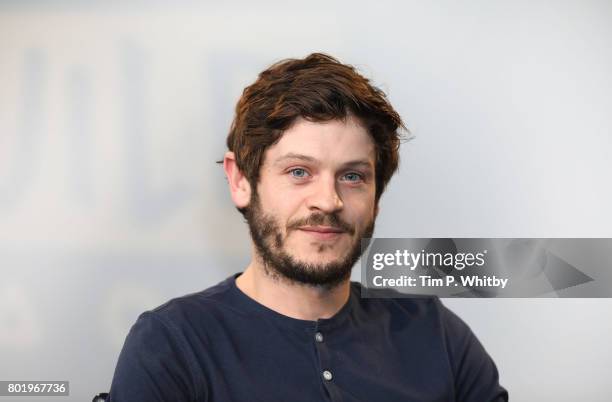 Iwan Rheon poses for a photo after talking about his acting roles in television shows Riviera and Inhumans at Build LDN at AOL London on June 27,...