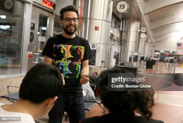 Nestor Pimienta is pictured at the South Station Bus Terminal in Boston on May 16, 2017. A group of Harvard Divinity School students, including...