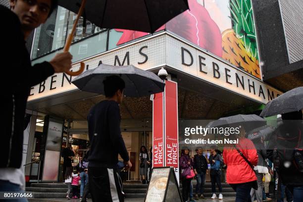 General view of a branch of the Debenhams department store on Oxford Street on June 27, 2017 in London, England. The national retail chain has...