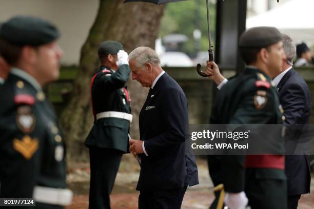 Prince Charles, Prince of Wales passes members of the Second Battalion, Princess Patricia's Canadian Light Infantry , known as "The Patricia's", as...