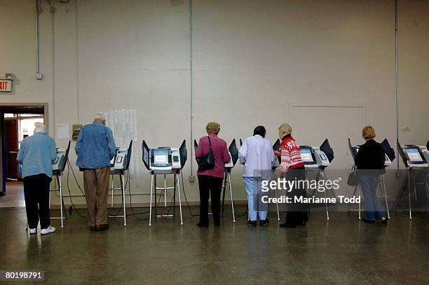 Voters cast their ballots in the state's primaries March 11, 2008 in Meridian, Mississippi. Lauderdale County Circuit Clerk Donna Jill Johnson said...