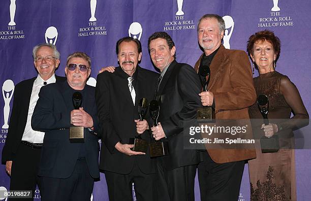 Honorees John Durrill, Don Wilson, Nokie Edwards, Leon Taylor, Bob Spalding of The Ventures pose in the press room during the 23rd Annual Rock and...