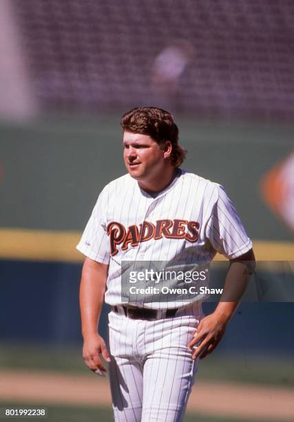 John Kruk of the San Diego Padres at Jack Murphy Stadium circa 1986 in San Diego, California.