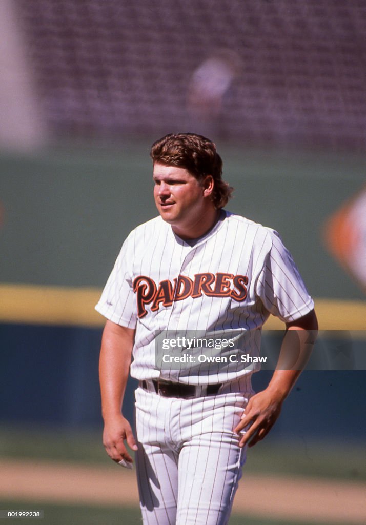 John Kruk of the San Diego Padres at Jack Murphy Stadium circa 1986