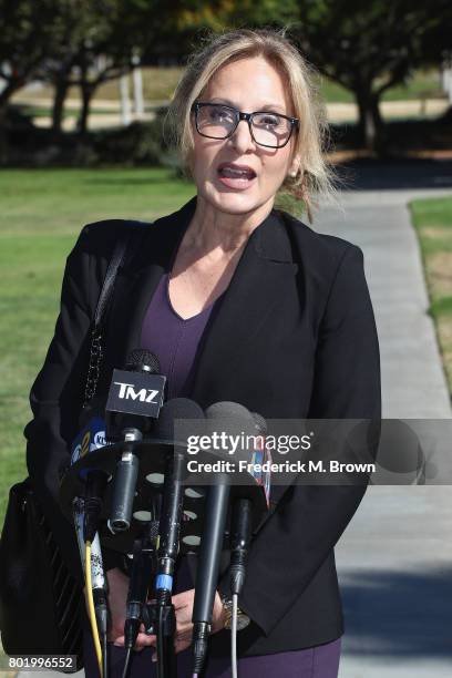 Attorney Angela Agrusa, representing Bill Cosby, speaks during a trial setting conference of a civil suit against Bill Cosby at the Santa Monica...