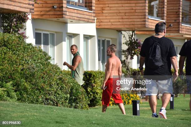 Model and Dj Jeremy Meeks is seen after he spoke to press during his holiday and business trip at the Bodrum district of Mugla, Turkey on June 27,...