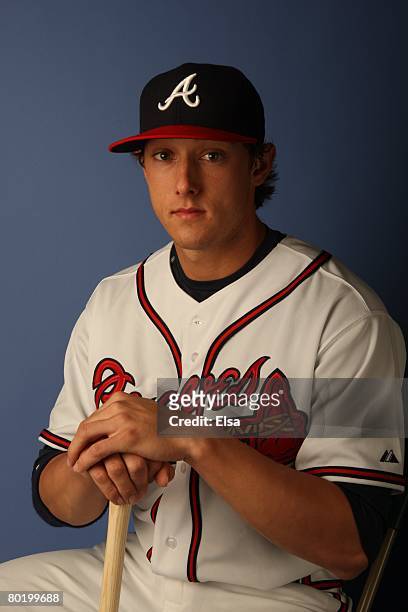 Jordan Schafer of the Atlanta Braves poses during Photo Day on February 25, 2008 at Disney's Wide World of Sports in Kissimmee, Florida.