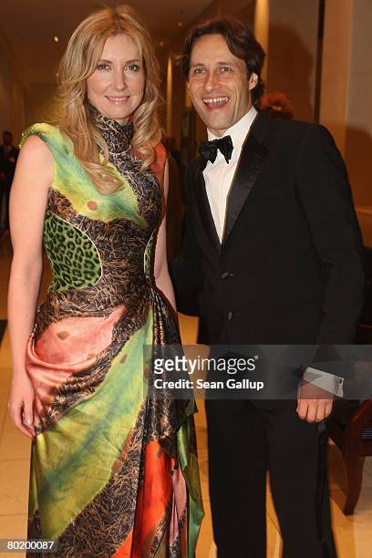 Designer Jette Joop and Christian Elsen attend the B'nai B'rith Europe Award of Merit at the Marriot hotel on March 11, 2008 in Berlin, Germany.