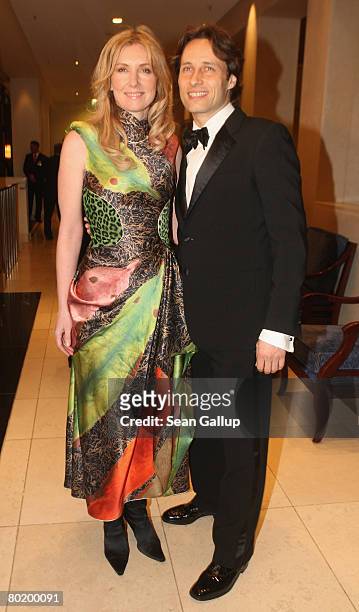 Designer Jette Joop and Christian Elsen attend the B'nai B'rith Europe Award of Merit at the Marriot hotel on March 11, 2008 in Berlin, Germany.