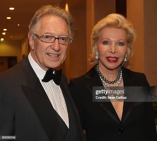 Ute Ohoven and B'nai B'rith Europe President Reinold Simon attend the B'nai B'rith Europe Award of Merit at the Marriot hotel on March 11, 2008 in...