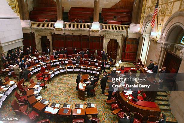 The Senate floor is seen inside the State Capitol March 11, 2008 in Albany, New York. Eliot Spitzer apologized to his family and the public in a news...