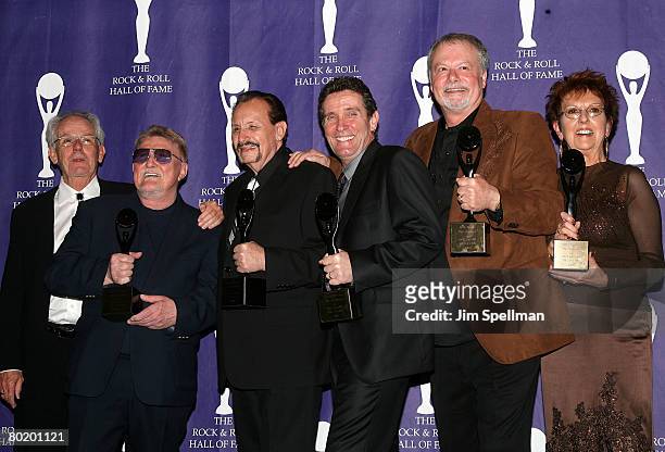Honorees John Durrill, Don Wilson, Nokie Edwards, Leon Taylor, Bob Spalding of The Ventures pose in the press room during the 23rd Annual Rock and...