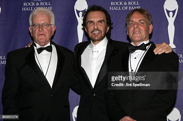Honoree musicans The Dave Clark Five poses in the press room during the 23rd Annual Rock and Roll Hall of Fame Induction Ceremony at the Waldorf...
