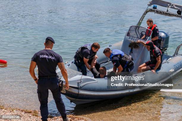 police exercise - beginning of the swimming season in belgrade - rescue worker stock pictures, royalty-free photos & images