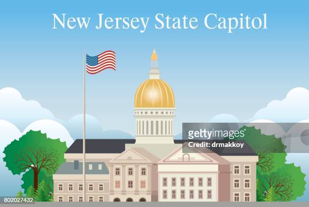 new jersey state capitol - mid atlantic bundesstaaten der usa stock-grafiken, -clipart, -cartoons und -symbole