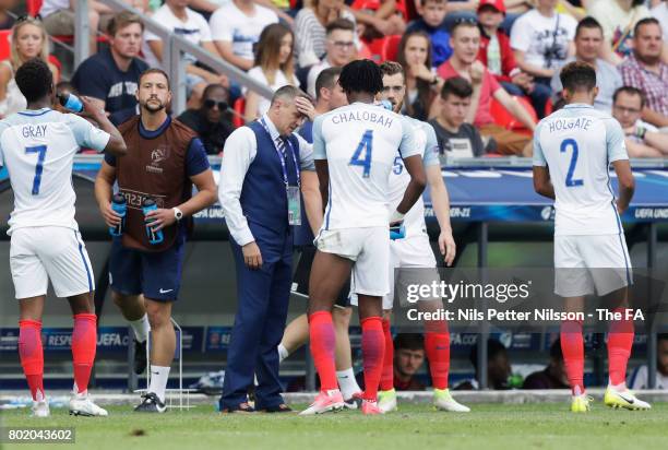 Adrian Boothroyd, coach of England reacts during the UEFA European Under-21 Championship Semi Final match between England and Germany at Tychy...