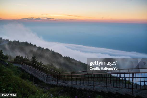 sea of cloud at sunset - chengde stock pictures, royalty-free photos & images