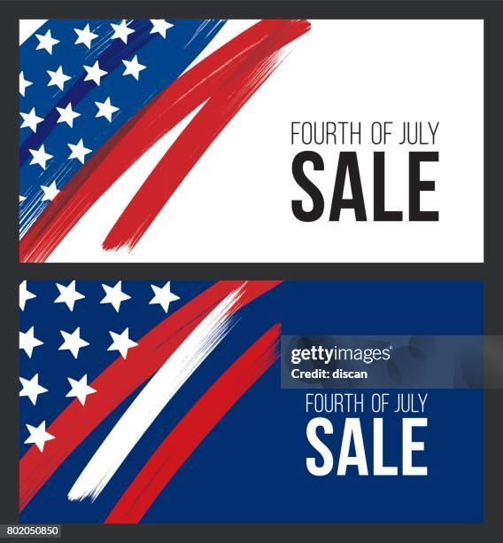 ilustrações de stock, clip art, desenhos animados e ícones de fourth of july usa independence day sale banner - illustration - american flag banner