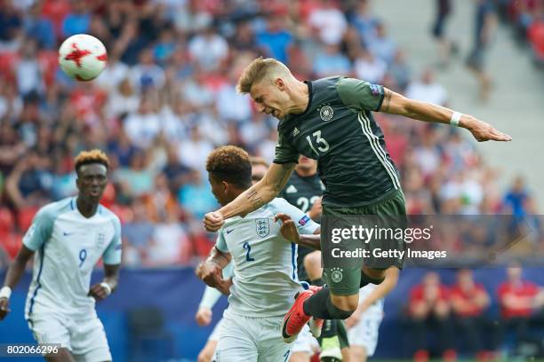 Felix Platte of Germany scores a goal during the UEFA European Under-21 Championship Semi Final match between England and Germany at Tychy Stadium on...