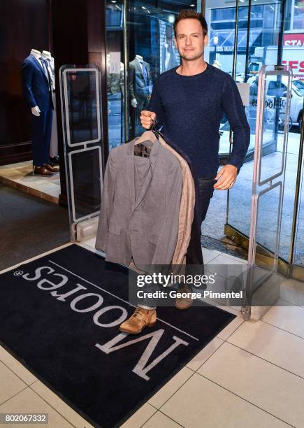 Patrick J. Adams supports Moores Clothing for Men Canadian Suite Drive at Moores Clothing on June 27, 2017 in Toronto, Canada.