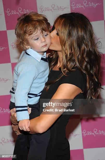 Melania Trump and her son Barron attend the 17th Annual Bunny Hop at FAO Schwarz March 11, 2008 in New York City.