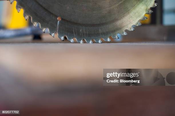 Saw blade is seen at the 84 Lumber Co. California Truss Plant in Coal Center, Pennsylvania, U.S., on Friday, June 9, 2017. One of the nation's...