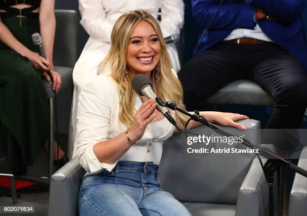 Actress Hilary Duff from the cast of YOUNGER, speaks during SiriusXM's Town Hall on June 27, 2017 in New York City.