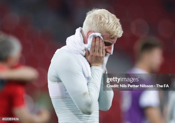 Will Hughes of England reacts to losing after the UEFA European Under-21 Championship Semi Final match between England and Germany at Tychy Stadium...