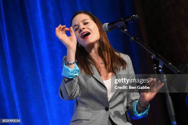 Singer Kara DioGuardi performs at the 42nd Annual Gracie Awards Luncheon at Cipriani 42nd Street on June 27, 2017 in New York City.