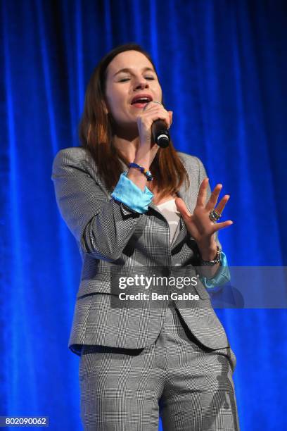 Singer Kara DioGuardi performs at the 42nd Annual Gracie Awards Luncheon at Cipriani 42nd Street on June 27, 2017 in New York City.