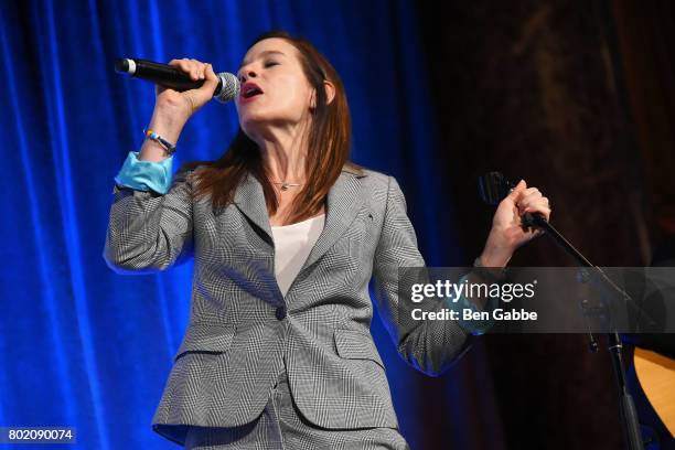 Singer Kara DioGuardi performs at the 42nd Annual Gracie Awards Luncheon at Cipriani 42nd Street on June 27, 2017 in New York City.