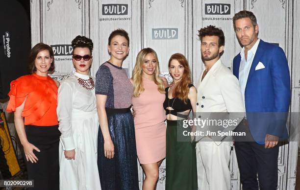 Actors Miriam Shor, Debi Mazar, Sutton Foster, Hilary Duff, Molly Bernard, Nico Tortorella and Peter Hermann attend Build to discuss "Younger" at...